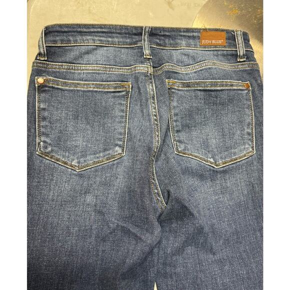 Judy Blue Jeans Womens 5 / 27 Blue Skinny Fit Button Distressed Denim Preppy - Picture 15 of 16